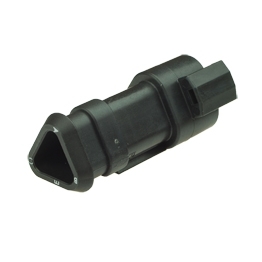 Deutsch DT04-3P-CE09 Stecker - 3-poliges Stiftgehaeuse Deutsch DT-Serie mit reduziertem Dichtungsdurchmesser (E-Seal) und Schrumpfschlauchanschlu, schwarz