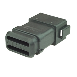 Deutsch DT04-12PA-CE09 Stecker - 12-poliges Stiftgehaeuse Deutsch DT-Serie mit reduziertem Dichtungsdurchmesser (E-Seal) und Schrumpfschlauchanschlu, schwarz