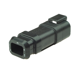 Deutsch DT04-4P-CE09 Stecker - 4-poliges Stiftgehaeuse Deutsch DT-Serie mit reduziertem Dichtungsdurchmesser (E-Seal) und Schrumpfschlauchanschlu, schwarz