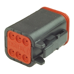 Deutsch DT06-6S-CE06 Stecker- 6--poliges Buchsengehaeuse Deutsch DT-Serie mit reduziertem Dichtungsdurchmesser (E-Seal) und verstaerkter  Dichtung, schwarz